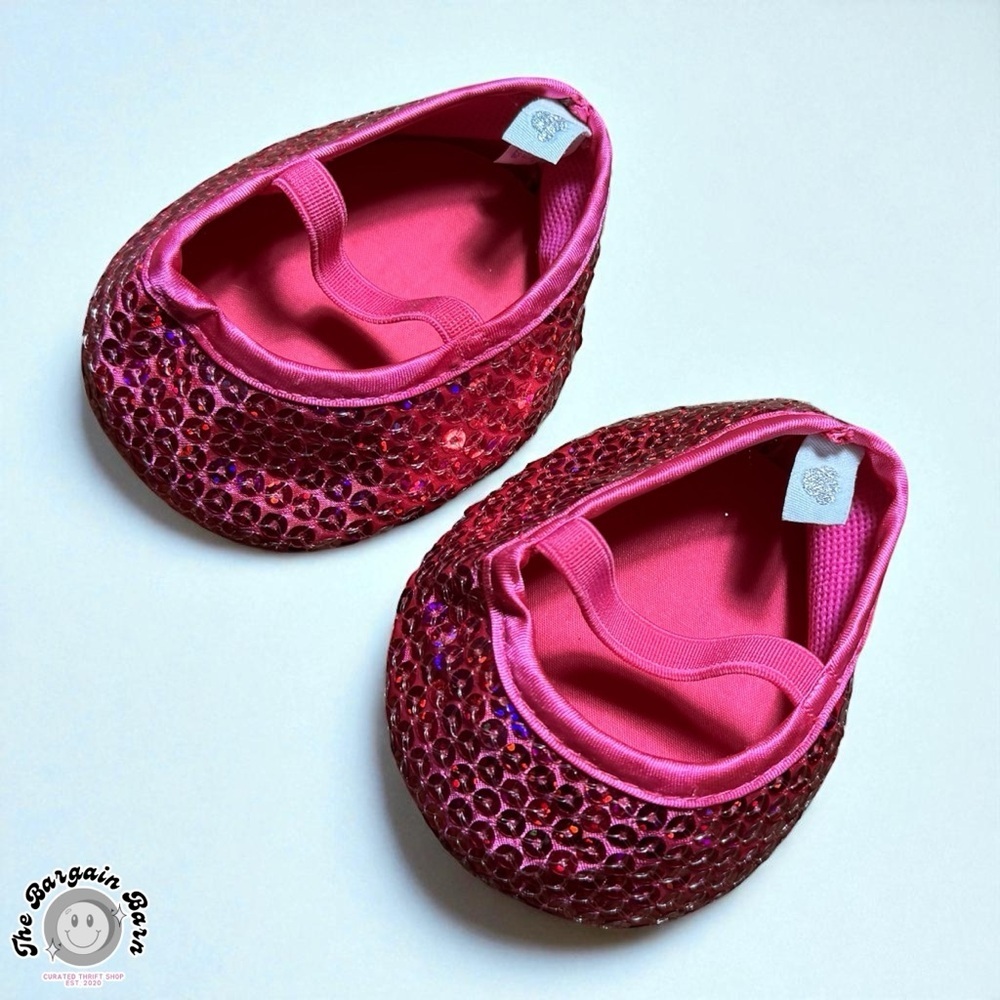 Build-A-Bear Shoes 3 Retired Pairs Bundle | Sparkly Pink & Red Flats + Slippers - Picture 5 of 7